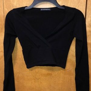 Brandy Melville Black Wrap Top